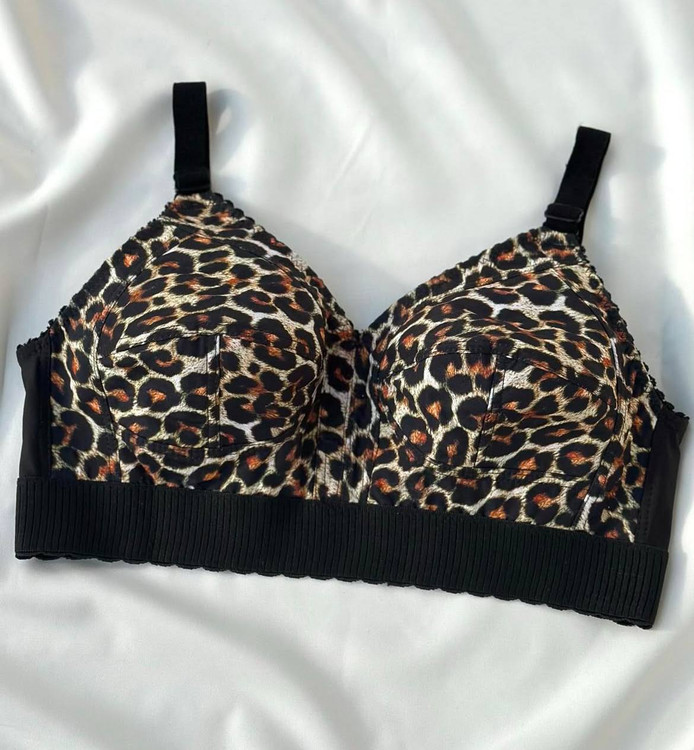 لباس زیرسوتین تک پلنگی بدون فنرسایز بزرگ داخل نخ کتان کش پهن سایز 90,95,100