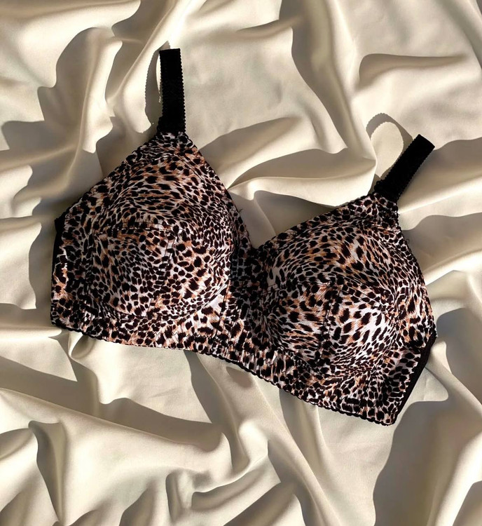 لباس زیرسوتین تک پلنگی بدون فنر سایز بزرگ داخل نخ کتان کش پهن سایز 90,95,100