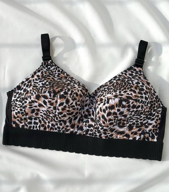 لباس زیرسوتین تک پلنگی بدون فنر سایز بزرگ داخل نخ کتان کش پهن سایز 90,95,100