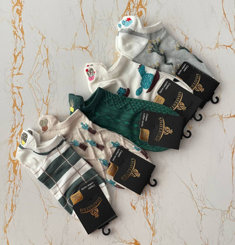 جوراب مچی زنانه گلدوزی سه پاشنه کاکتوس شایسته